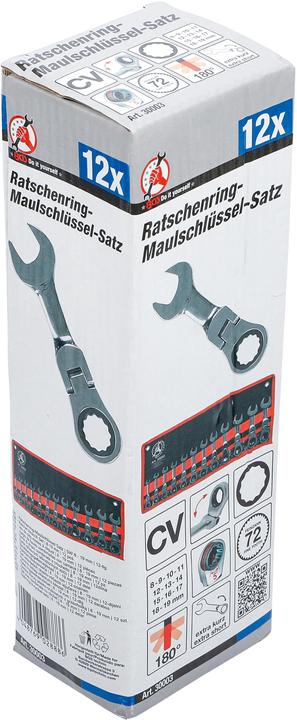 Produktbild BGS Ratschenring-Maulschlüssel-Satz extra kurz SW 8 - 19 mm 12-tlg. (19 mm, 8 mm, 10  mm, 14 mm, 18 mm, 11 mm, 12 mm, 17 mm, 15 mm, 13 mm, 9 mm, 16 mm)