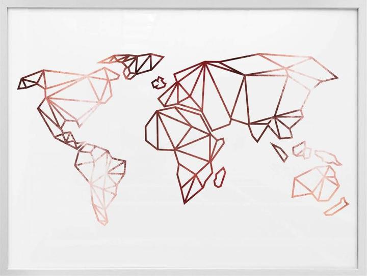 Produktbild Trenddeko Origami Weltkarte - Roségold-Optik (120 x 100 cm)