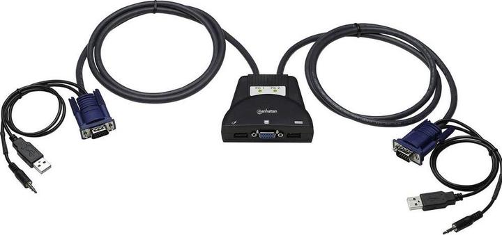 Produktbild Manhattan 2-Port Mini KVM Switch, USB, Audio, schwarz