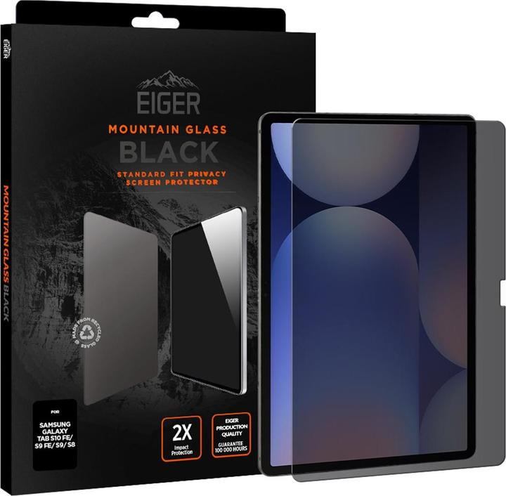 Produktbild Eiger Privacy Sichtschutz-Glas Standard Fit Mountain Glass Tablet Black (1 Stück, Galaxy Tab S8, Galaxy Tab S9 FE, Galaxy Tab S9, Galaxy Tab S7)