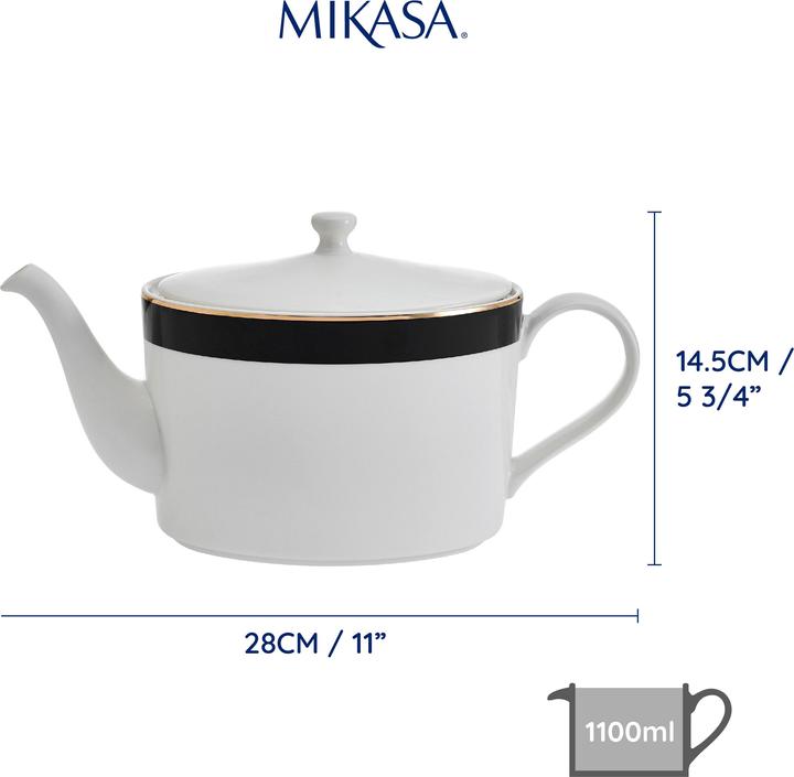 Actual product image Mikasa Luxe Deco 4-Cup China Teapot, 1.1L, White (1.10 l)