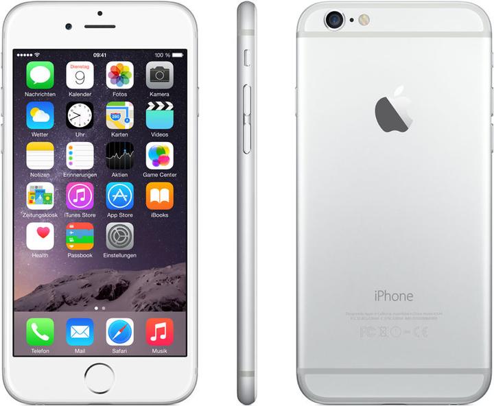 Produktbild Apple iPhone 6 (64 GB, Silver, 4.70", Single SIM, 8 Mpx, 4G)