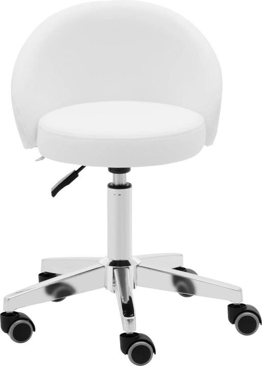 Produktbild Physa Rollhocker mit Lehne Friseurhocker Kosmetikhocker höhenverstellbar 150 kg weiss
