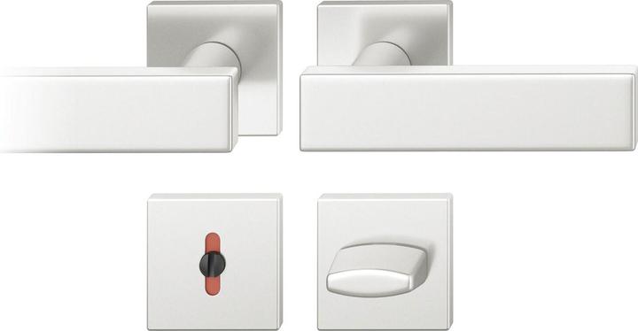 FSB Lever handle set 12 1003 ASL on square rosette WC, silver anodised (Door set)