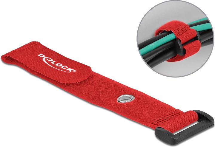 Immagine prodotto Delock Fascetta in velcro con anello e occhiello di fissaggio L 190 x L 25 mm rosso 5 pezzi (Fascette in velcro, 190 mm, 5 pz.)