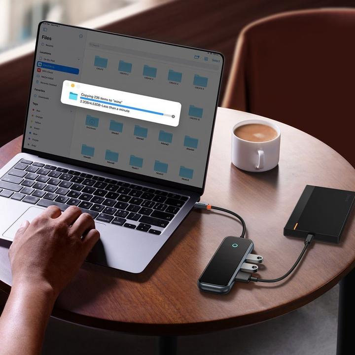 Produktbild Baseus AcmeJoy 4-Port Type-C HUB AdapterType-C to USB3.0*3+Type-C PD&Data *1Dark Gray (USB-C, 4 Ports)