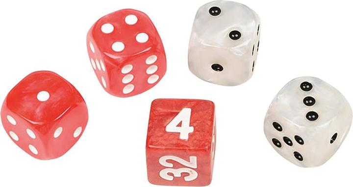 Philos Set of dice for backgammon, plastic, red and white, 16mm, 4 dice