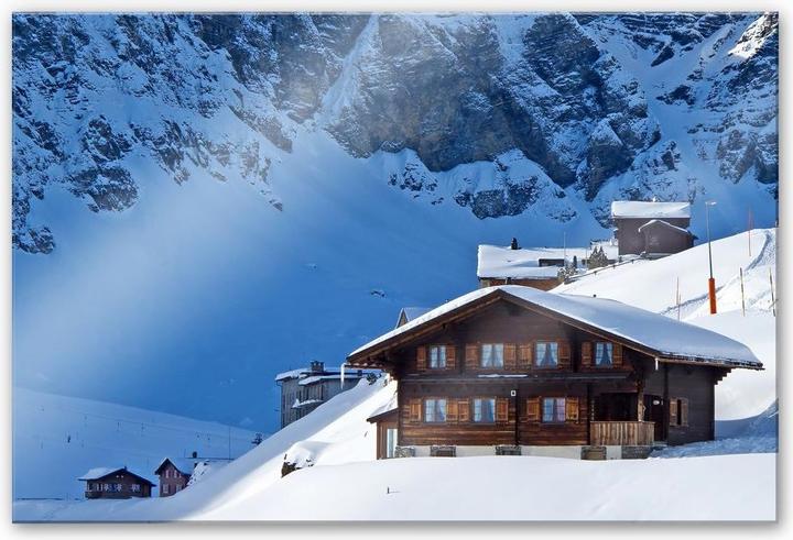 Image du produit Trenddeko Chalet de vacances dans les Alpes suisses (150 x 100 cm)