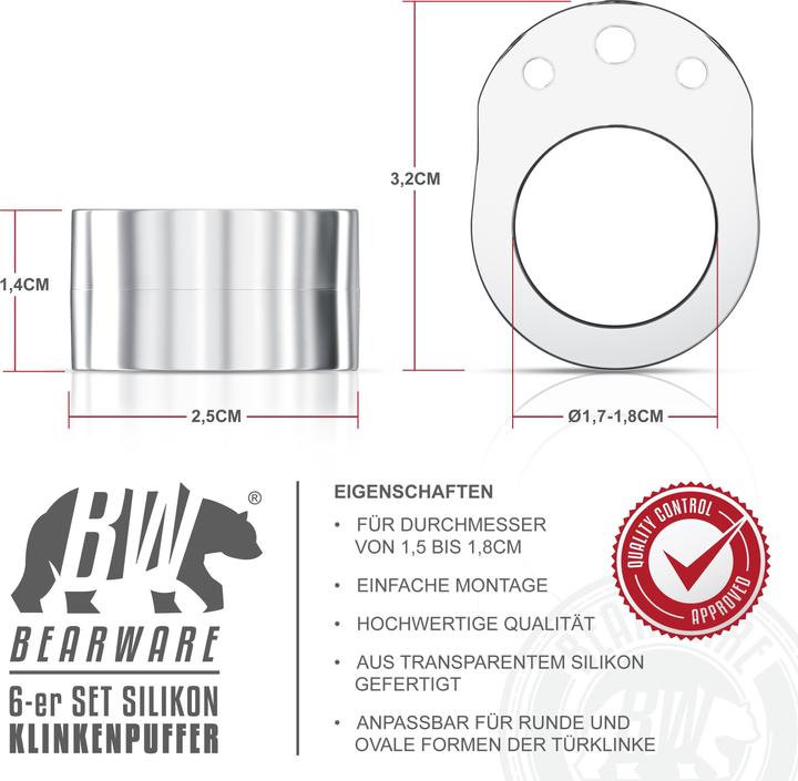 Actual product image Bearware Door handle buffer (6 Piece, Ø 2.5 x 3.2 cm)