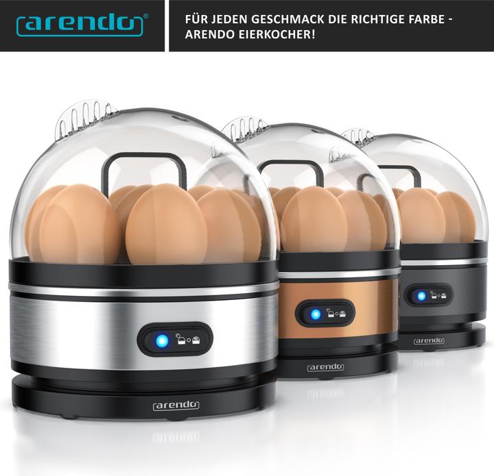 Actual product image Arendo Stainless steel egg boiler 7-fold, 400 W, stainless steel, keep warm function, hardness adjustable