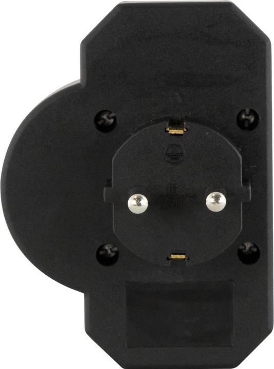 Actual product image REV Steckdosenadapter 3-fach mit Überspannungsschutz, schwarz (CEE 7/3, CEE 7/16, 3 x)