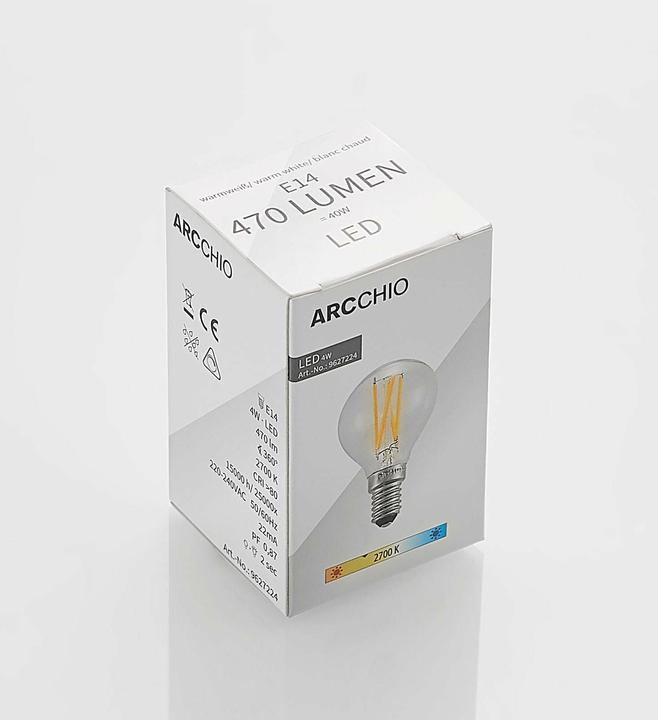 Actual product image Arcchio LED Lamp E14 4W 2,700K Filament Drop Dimmable (E14, 4 W, 470 lm, 1 x, E)