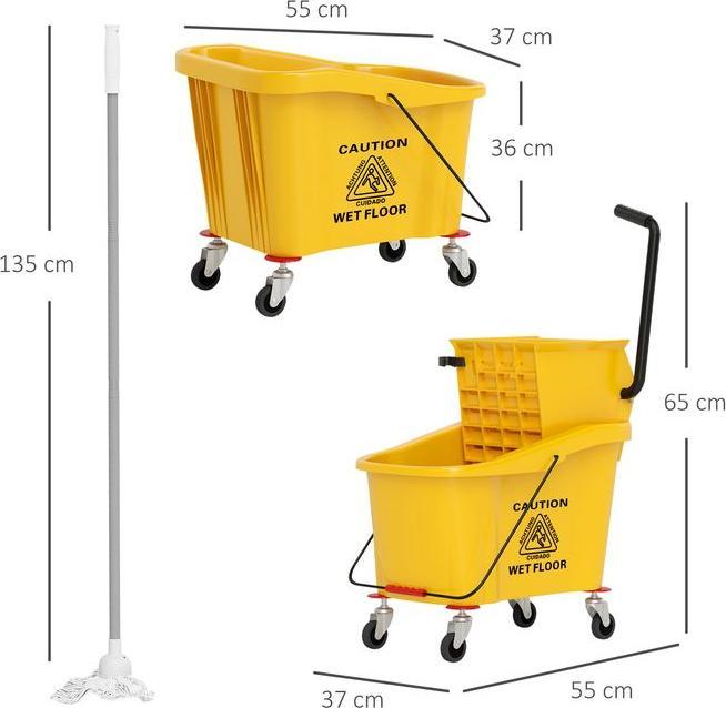 Produktbild Swisshandel24 Putzwagen Reinigungswagen 36 Liter Eimer mit Presse, Mopp und Griff Gelb (1 Stk.)