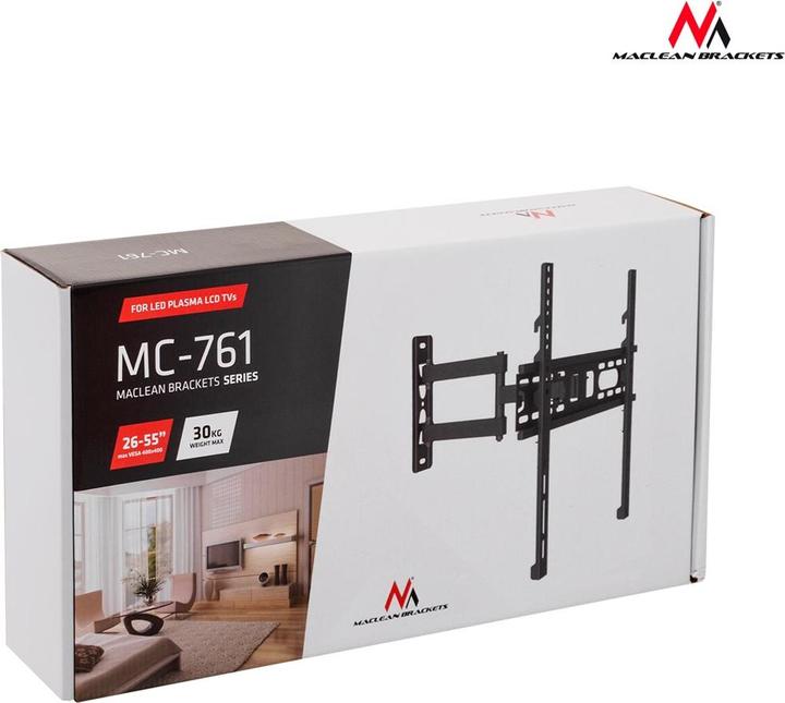 Image du produit Maclean MC-761 - Support VESA pour écran/téléviseur, 26-55", noir, 30 kg (Mur, 55", 30 kg)