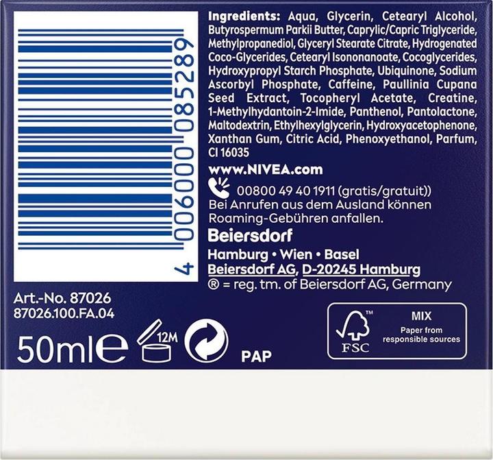 Valeurs nutritives et ingrédients NIVEA Q10 Energy anti-rides (50 ml, Baume visage)