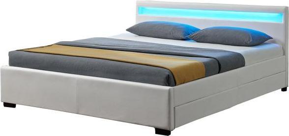 Image du produit Juskys Lit rembourré Lyon avec coffre de lit et éclairage LED (180 x 200 cm)