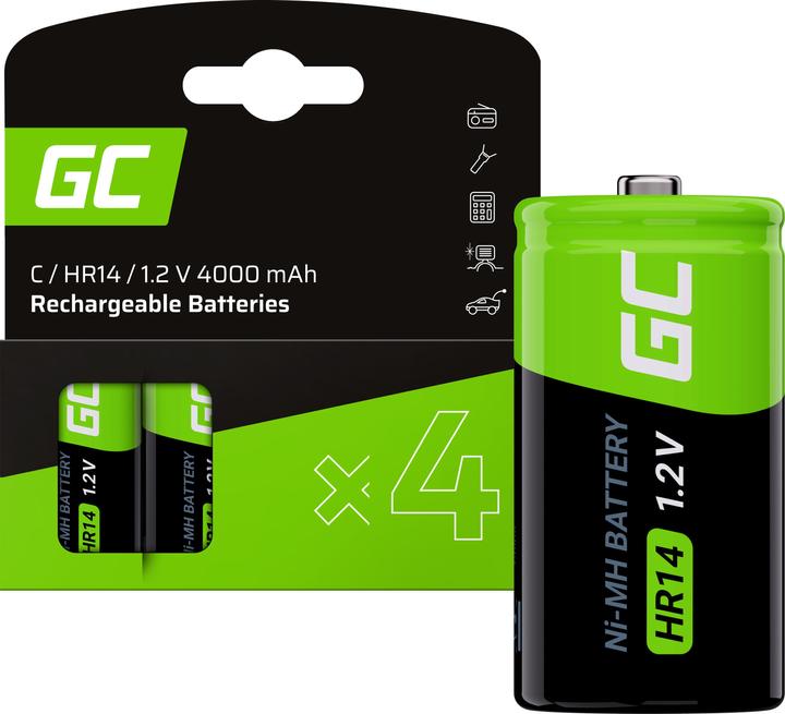 Immagine prodotto GreenCell 4x Batteria Ni-MH HR14 - Ricaricabile - 1,2V - 4000mAh (4 pz., C, 4000 mAh)