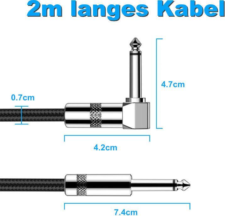 Produktbild Hermex Musikinstrumentenkabel 2m Audiokabel Klinkenkabel Gitarrenkabel (2 m)