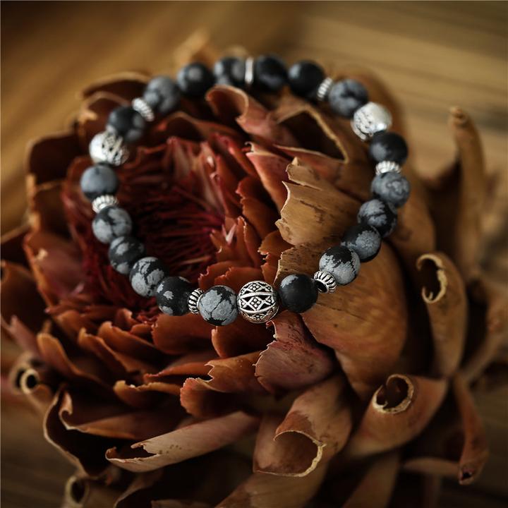 Produktbild Andreani Armband mit echtem Schneeflocken-Obsidian (80 cm, Metall)