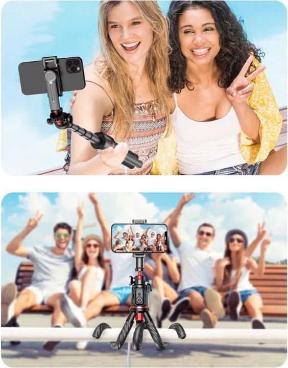 Produktbild Tech-Protect L07S Bluetooth selfie stick with flexible tripod up to 54cm and 360 head - black