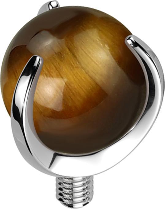 Produktbild Star Piercing Dermal Anchor silber Kugel Tigerauge Stein gefasst (ohne Messing, Titan G23, Mineralisch)