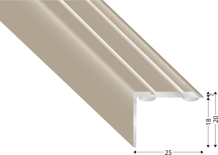 Actual product image Kügele Stair angle aluminium stainless steel look, self-adhesive, 25/20/1000 mm