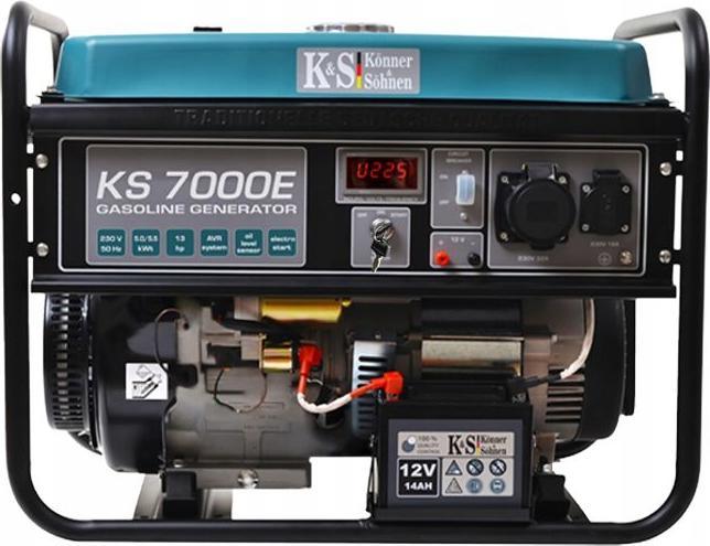 Könner & Söhnen KS 7000E Stromerzeuger, 13 PS 4-Takt Benzinmotor, E-Start, 5500 Watt, 1x16A (230V) (25 l)