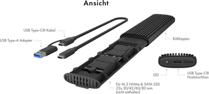 Actual product image Icy Box IB-1808MCT-CU31 (M.2 2280, M.2 2230, M.2 2242, M.2 2260)