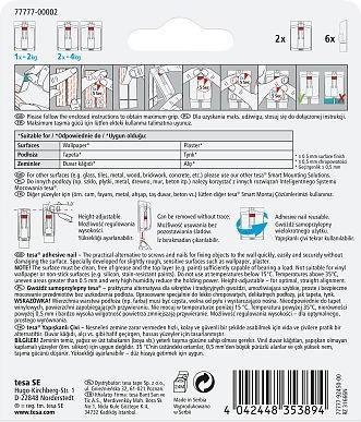 Actual product image tesa Adhesive nail for wallpaper & plaster, 2kg holding power, height-adjustable