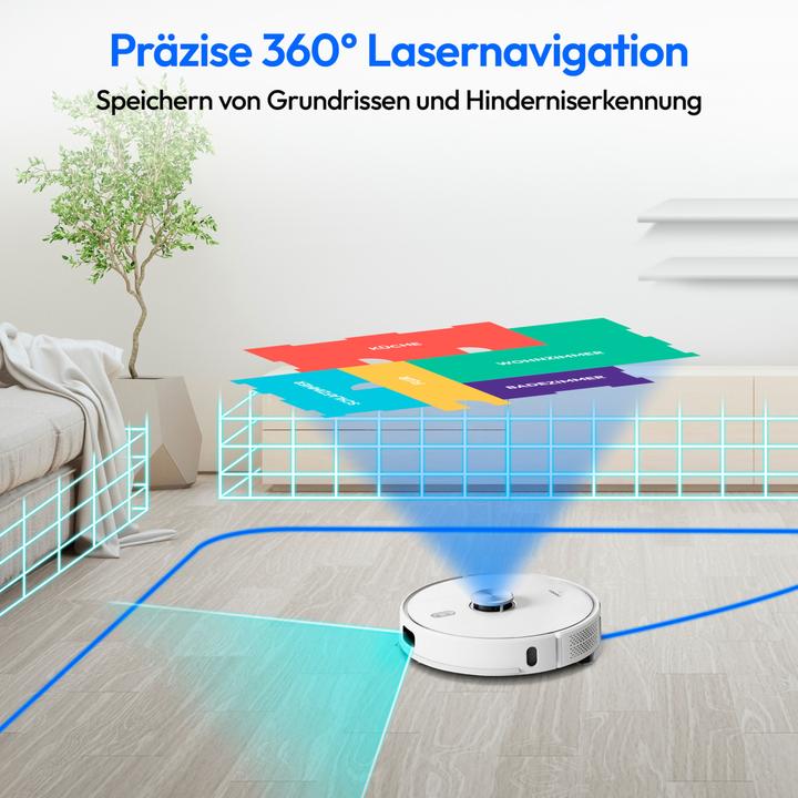 Produktbild Medion Wischfunktion, Lasernavigation, starke 8.000 Pa Saugkraft, No Go & Go Bereiche, präzise Kartenerstel (Saugroboter)