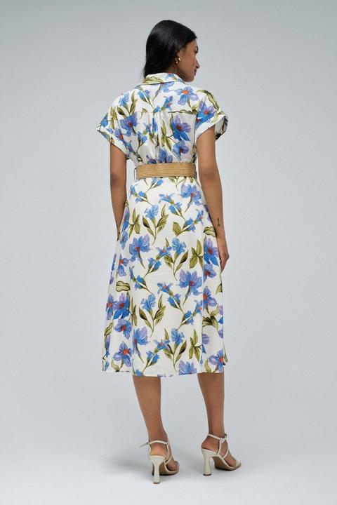 Actual product image Salsa Jeans Midikleid Linen Shirt Dress With Front Buttoned Belt (L)
