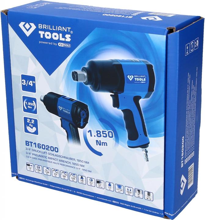 Actual product image Brilliant Tools BT160200 3/4 air impact wrench (Air blast)