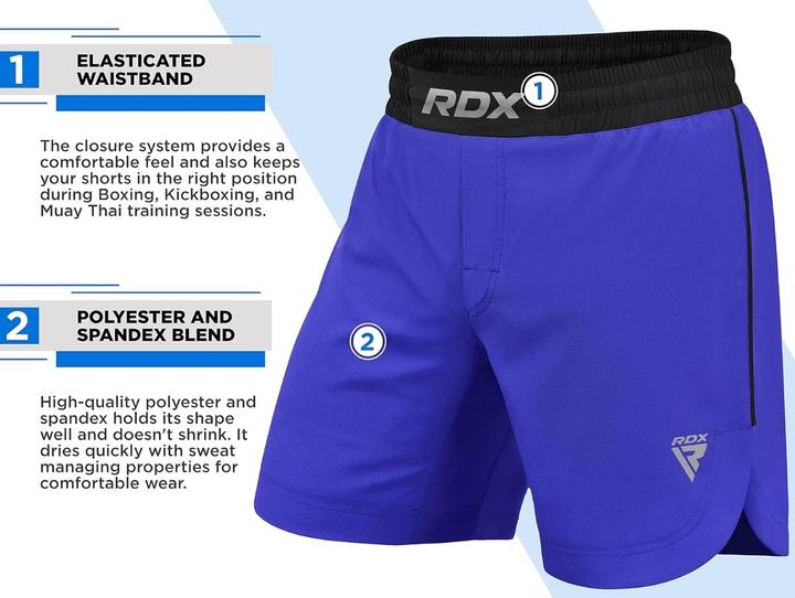 Actual product image Rdx MMA Shorts T15 Blue-M (M)