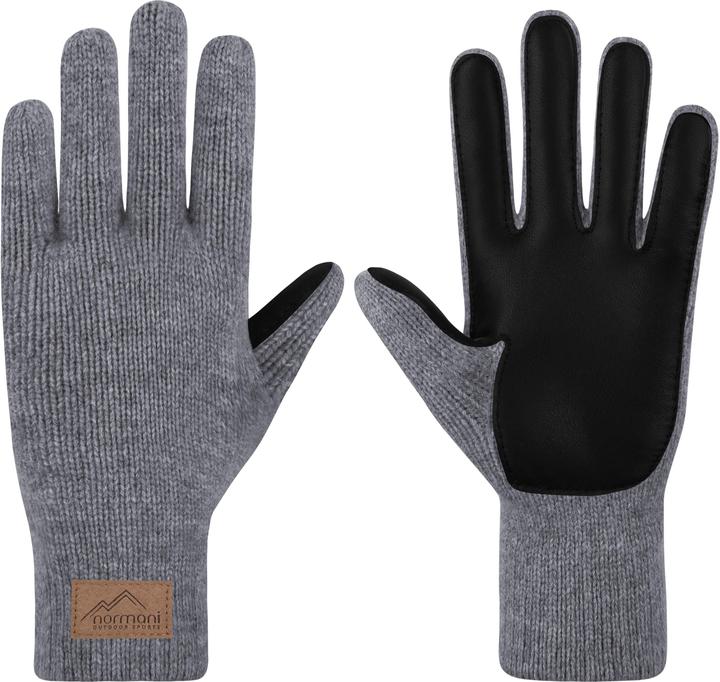 Normani Herren Merino Strick-Fingerhandschuhe mit Schafleder "Leanyer" - 9635