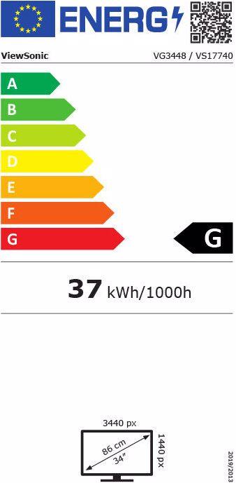 Energie-Label Viewsonic VG3448 (3440 x 1440 Pixel, 34")