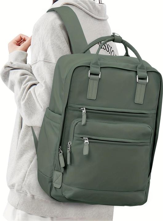 Produktbild Only-Bags.Store Solide Farbe Computer Laptop-Rucksack, einfache Preppy-Stil Schultasche, lässig Nylon Reise Sport