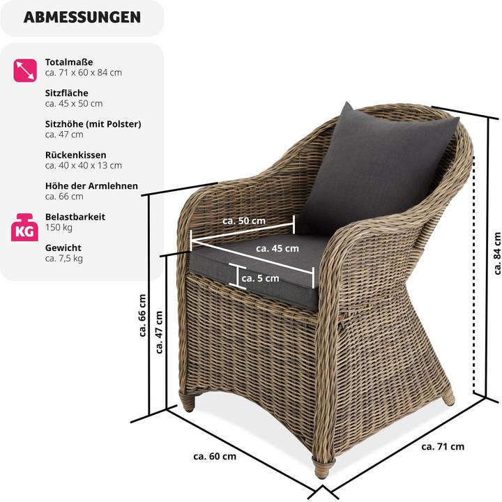 Image du produit tectake Chaise Fauteuil de jardin
