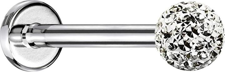 Produktbild Star Piercing Micro Labret silber mit Kristallkugel silber und Epoxy Schutzschicht (ohne Messing, Chirurgenstahl 316L)