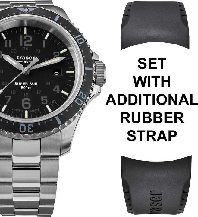 Produktbild Traser H3 109376 P67 T25 SuperSub Set Black 46 mm Taucheruhr 50ATM (Taucheruhr, 46 mm)