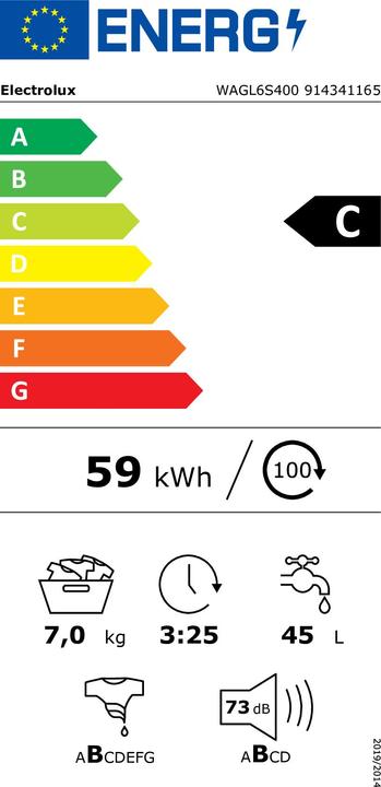 Energy Label Electrolux WAGL6S400 (7 kg, Left)
