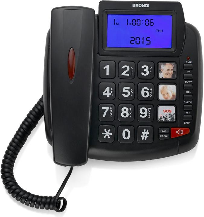 Brondi Telefono Fisso Bravo 90 LCD Nero Audio Boost/Vivavoce/Lista Chiamate