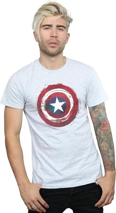 Actual product image Mens Captain America Splatter Shield T-Shirt (S)