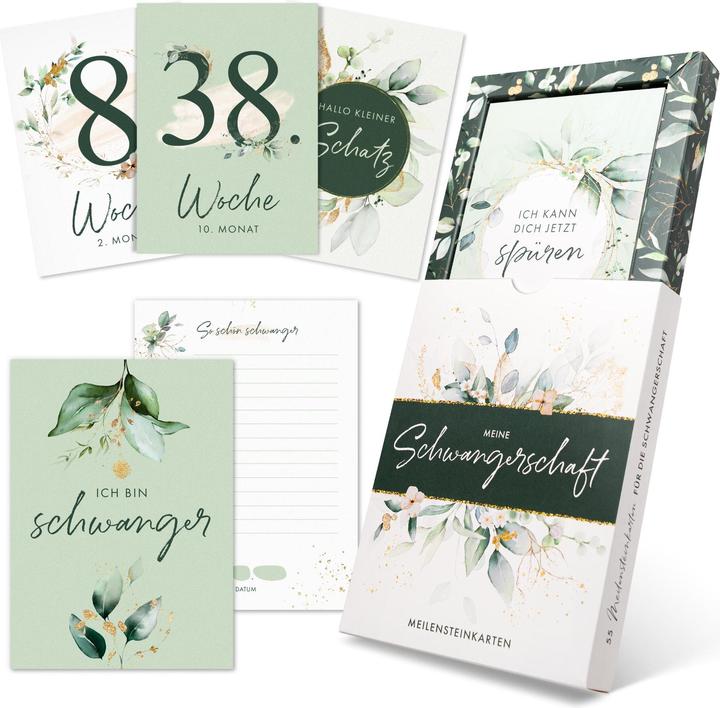Actual product image Eulentaler Milestone cards pregnancy plants