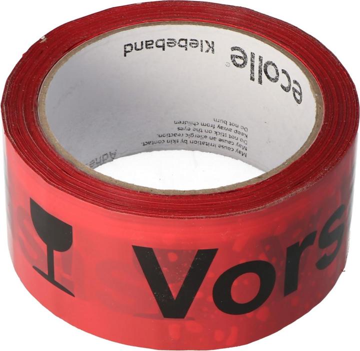 Actual product image AccuCell Adhesive tape caution glass 6-pack in red