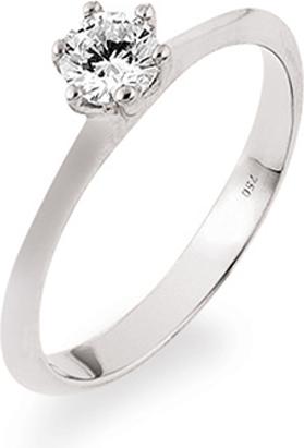 Produktbild Natsumi Schmuck Ring Solitaire Weissgold 18K/750 mit Zirkonia (56, 750/18 K Gold)