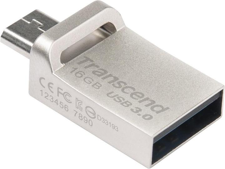 Actual product image Transcend JetFlash 880 (16 GB, USB-A, Micro USB, USB 3.0)