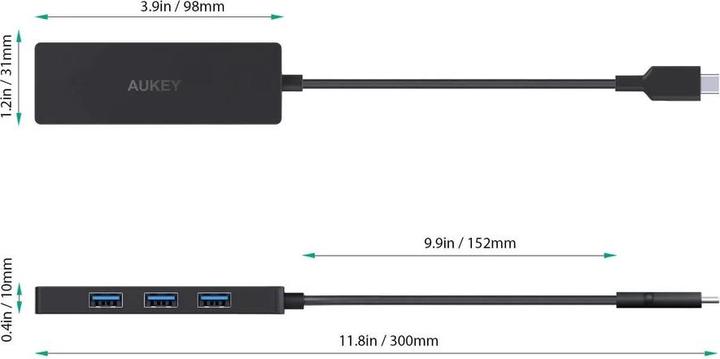 Produktbild Aukey CB-C64 Schnittstellen-Hub Schwarz Grau (USB-C, 4 Ports)