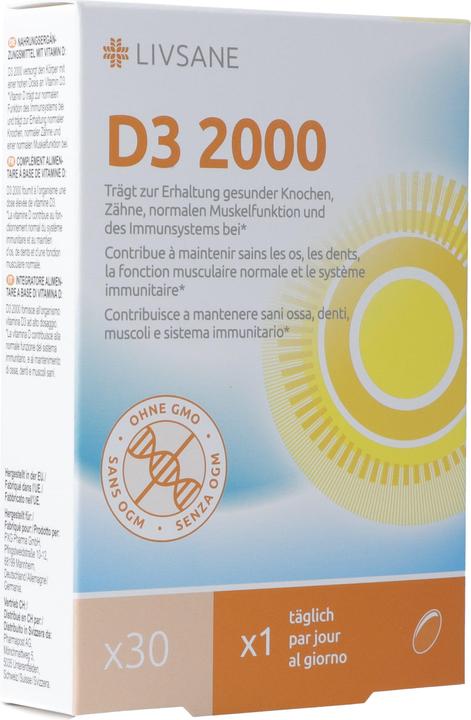 Immagine prodotto Livsane Vitamina D3 2000 Tabl (30 Pezzo/i, Pillole, 21 g)