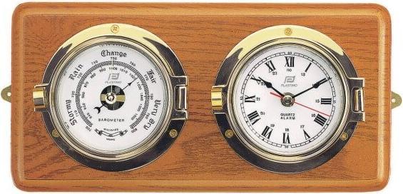 Actual product image Plastimo Set baro+horloge laiton 4" / socle bois