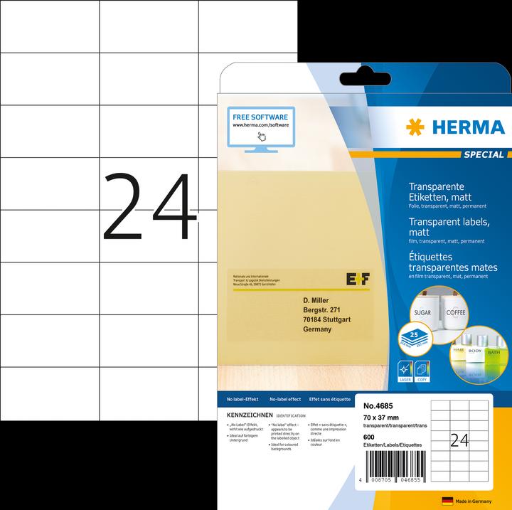 HERMA Transparente Adressetiketten A4